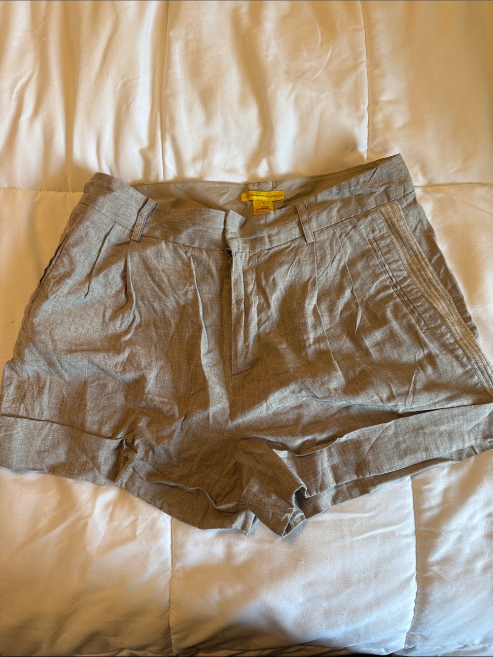 Catherine Malandrino khaki Linen-Blend High Waisted Shorts